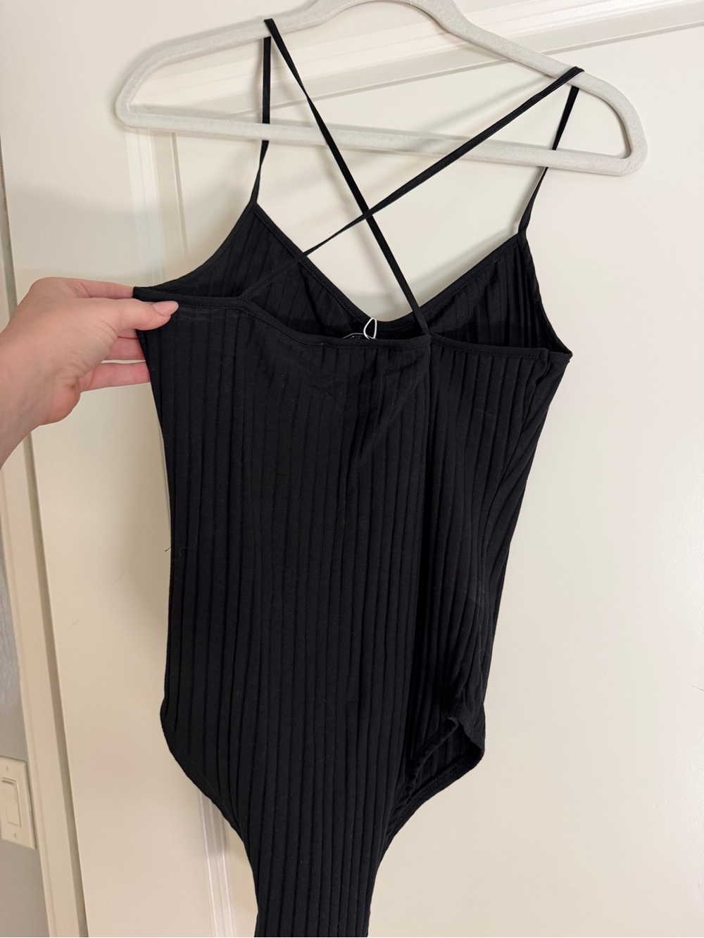 Zara Ribbed Black Strappy Bodysuit - Women